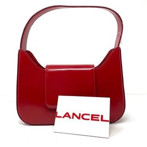 LANCEL Paris high gloss small red leather structured purse, made in Italy, NWT